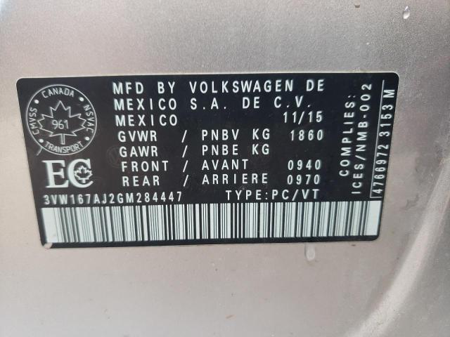 2016 VOLKSWAGEN JETTA S - 3VW167AJ2GM284447