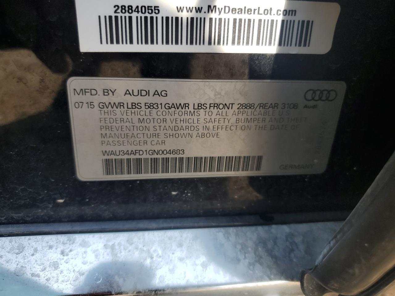 WAU34AFD1GN004683 2016 Audi A8 L Quattro