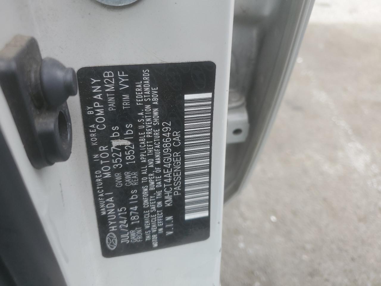 KMHCT4AE4GU986492 2016 Hyundai Accent Se