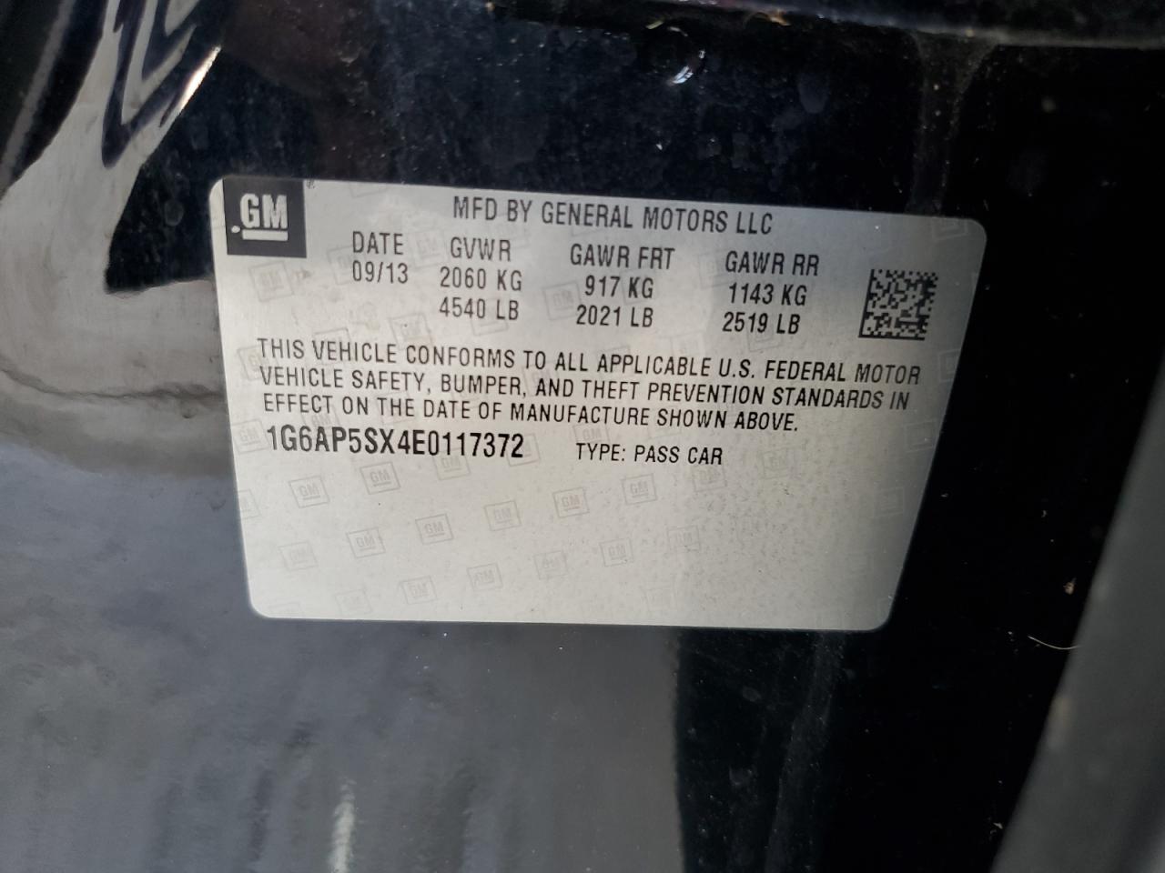 1G6AP5SX4E0117372 2014 Cadillac Cts