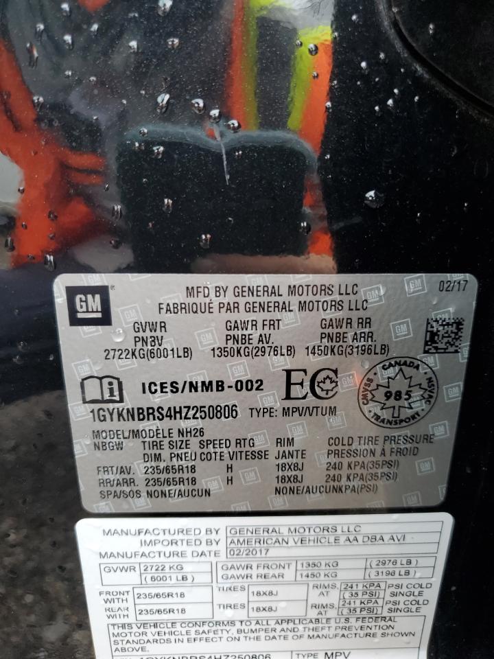 1GYKNBRS4HZ250806 2017 Cadillac Xt5 Luxury