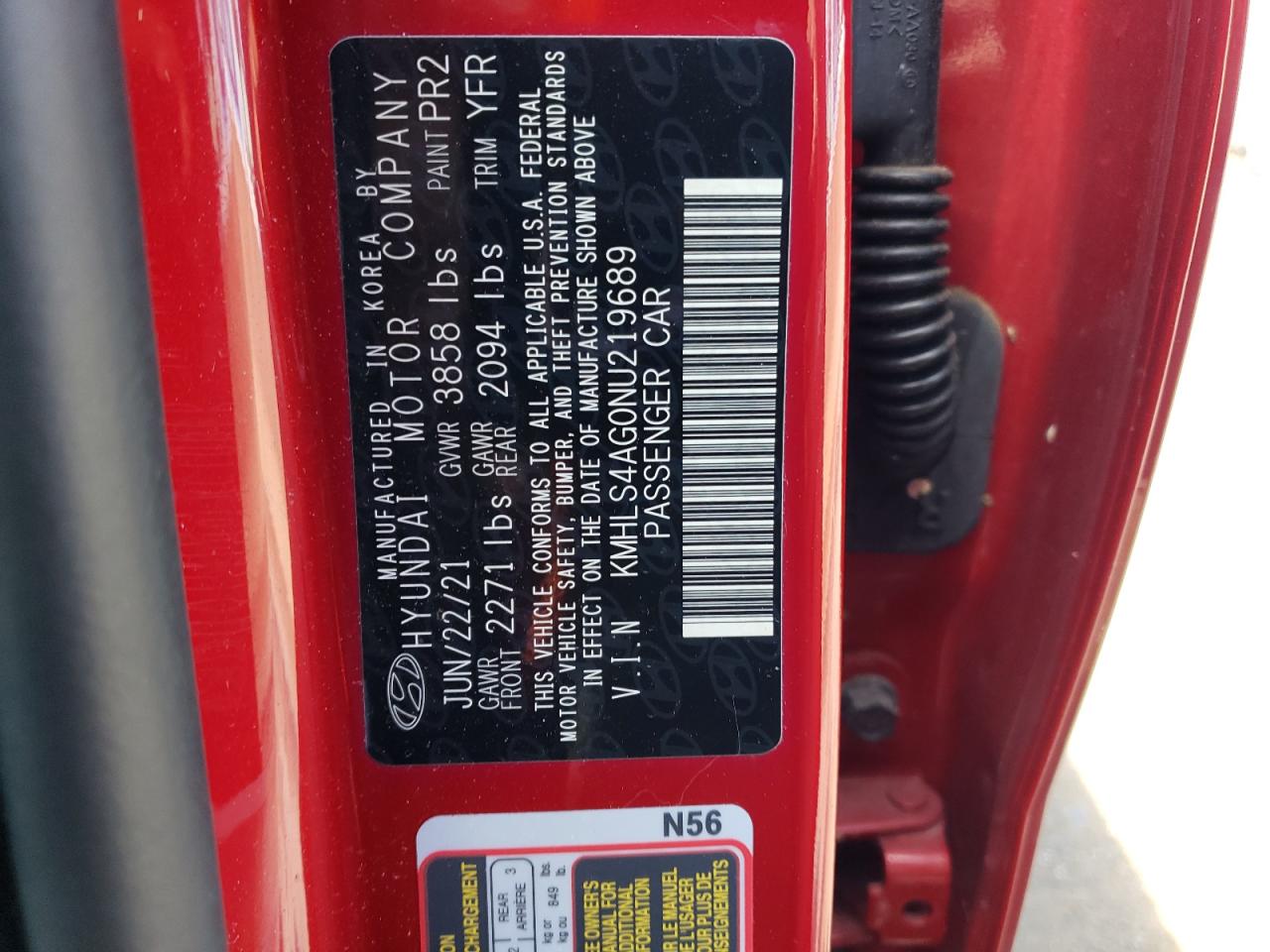 KMHLS4AG0NU219689 2022 Hyundai Elantra Sel