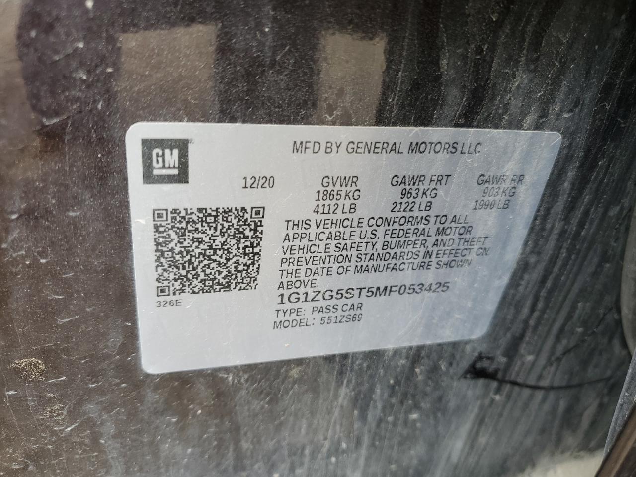 1G1ZG5ST5MF053425 2021 Chevrolet Malibu Rs