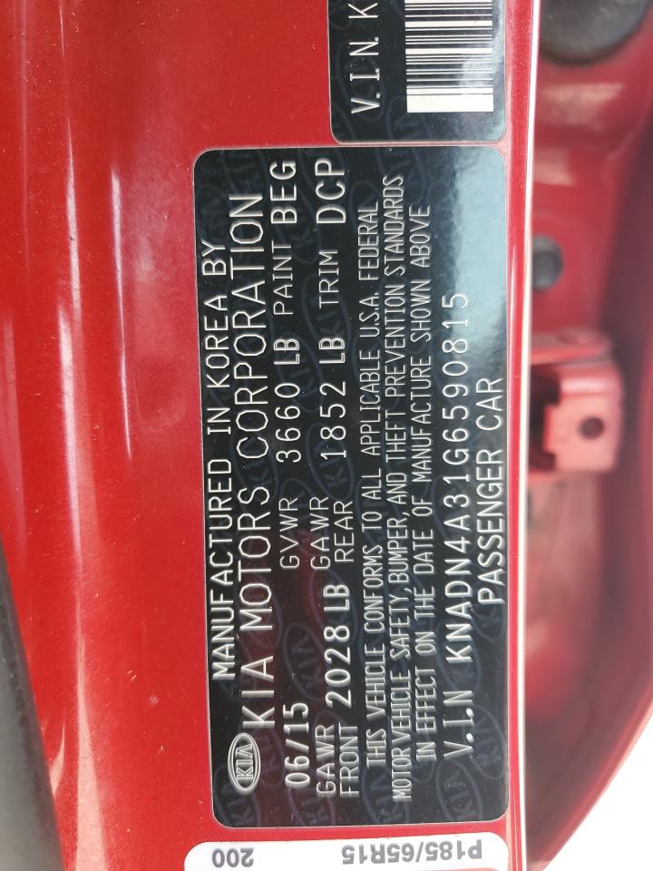 KNADN4A31G6590815 2016 Kia Rio Ex