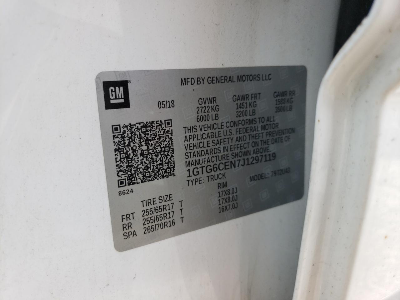 1GTG6CEN7J1297119 2018 GMC Canyon Sle