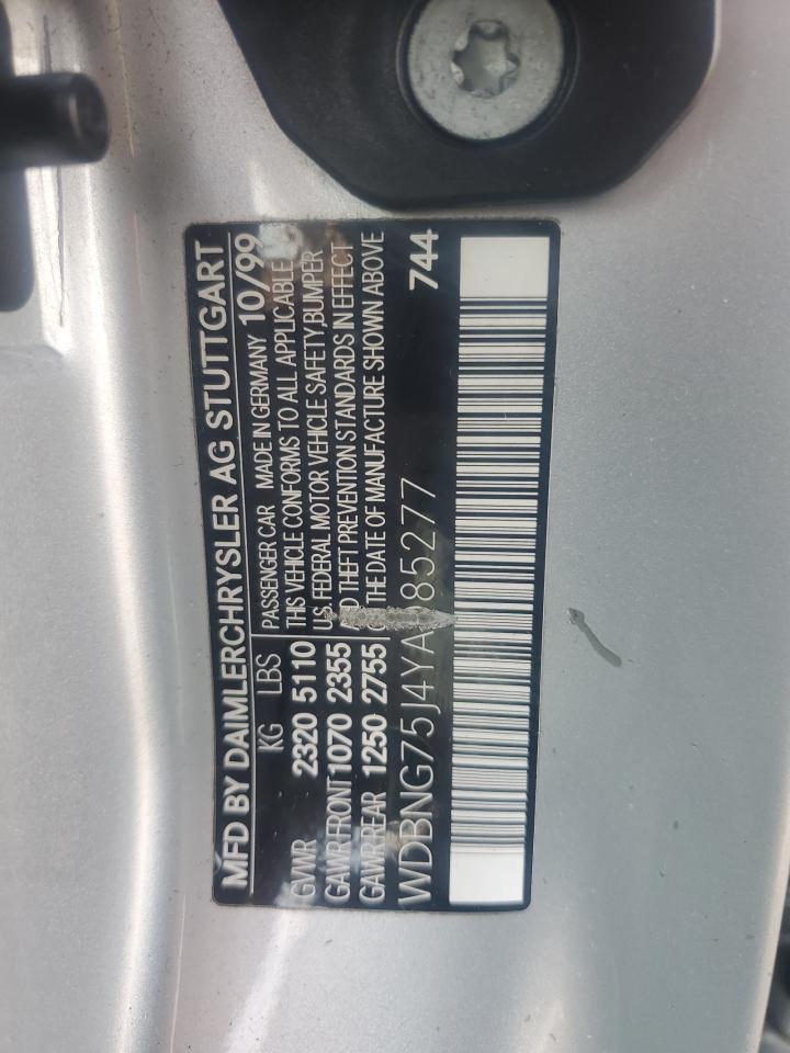 WDBNG75J4YA085277 2000 Mercedes-Benz S 500