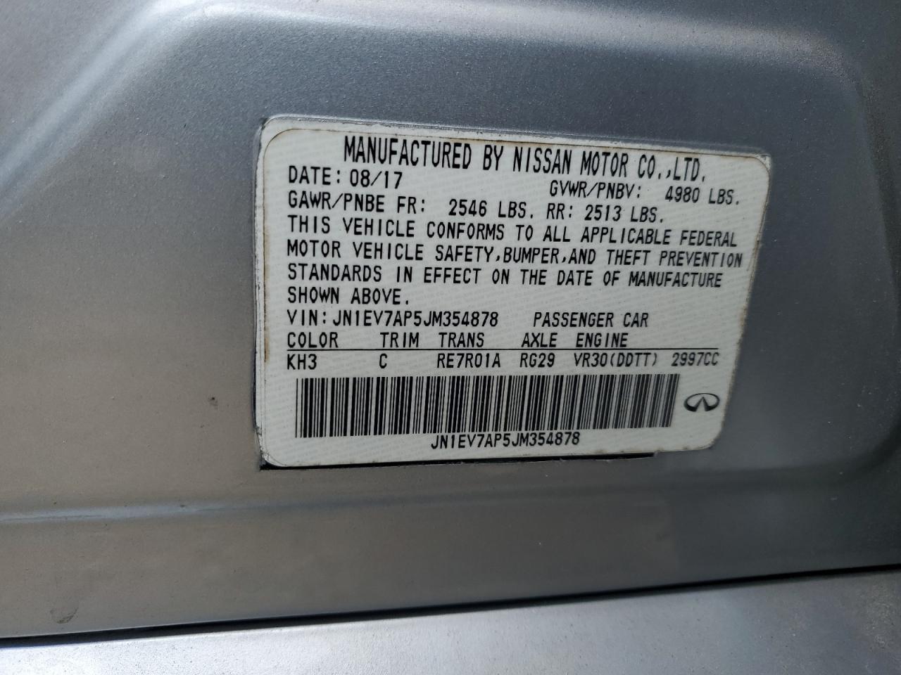 JN1EV7AP5JM354878 2018 Infiniti Q50 Luxe