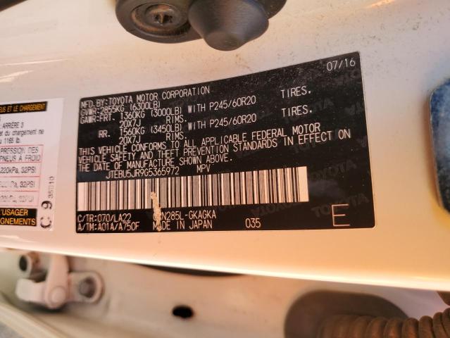 2016 TOYOTA 4RUNNER SR - JTEBU5JR9G5365972
