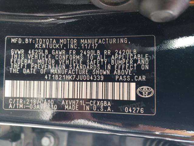 VIN 4T1B21HK7JU004339 2018 Toyota Camry, Hybrid no.12