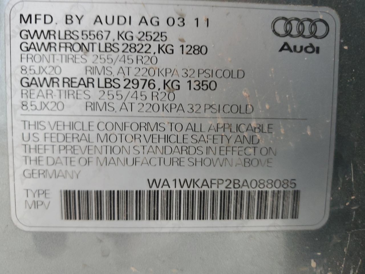 Lot #2841139623 2011 AUDI Q5 PRESTIG