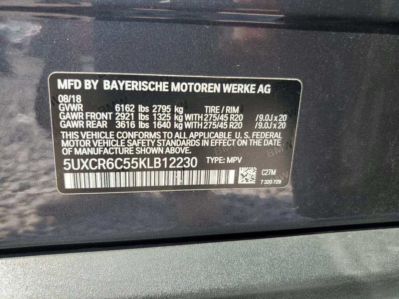 5UXCR6C55KLB12230 2019 BMW X5 xDrive40I