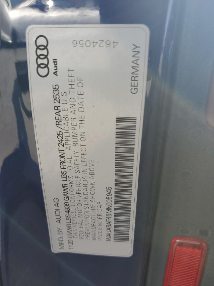 2021 Audi A4 Premium 40 vin: WAUABAF49MN005945