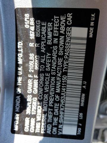 2018 HONDA CIVIC EX - SHHFK7H53JU411150