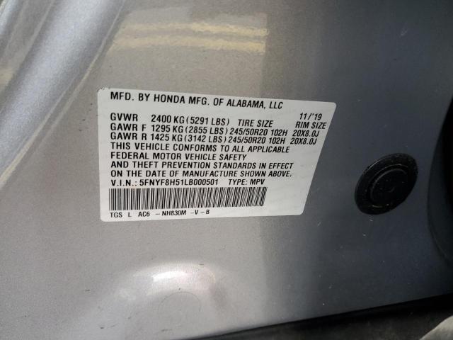 2020 Honda Passport Exl VIN: 5FNYF8H51LB000501 Lot: 61542864