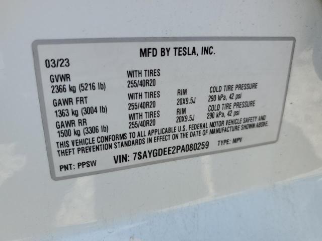 2023 Tesla Model Y VIN: 7SAYGDEE2PA080259 Lot: 60806014