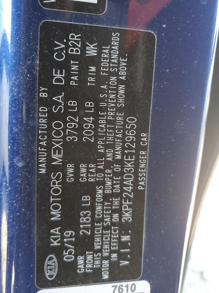 3KPF24AD3KE129650 2019 Kia Forte Fe