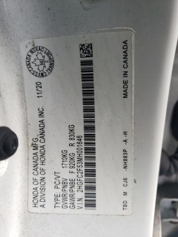 2021 HONDA CIVIC LX - 2HGFC2F53MH001646