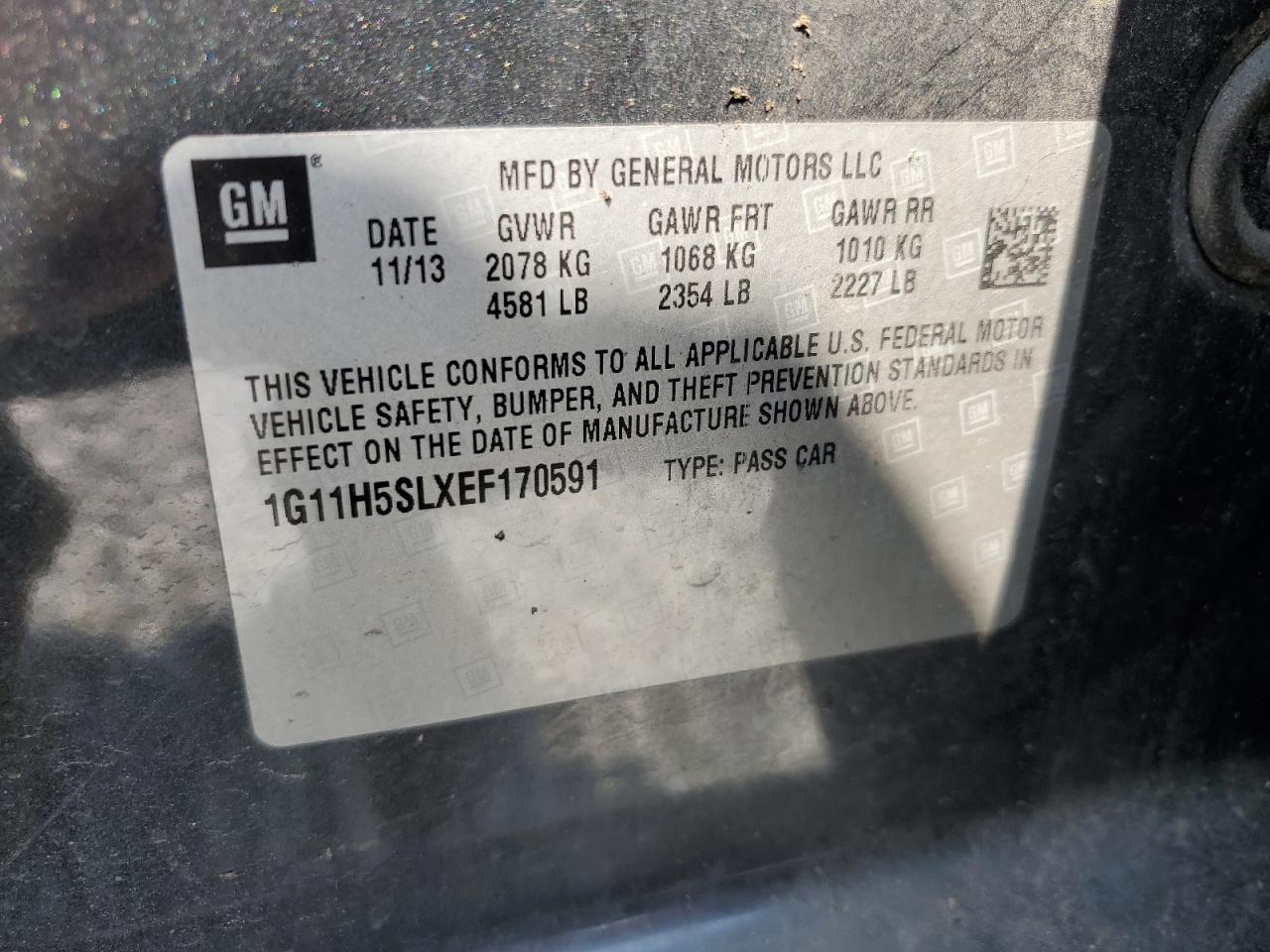 1G11H5SLXEF170591 2014 Chevrolet Malibu Ltz