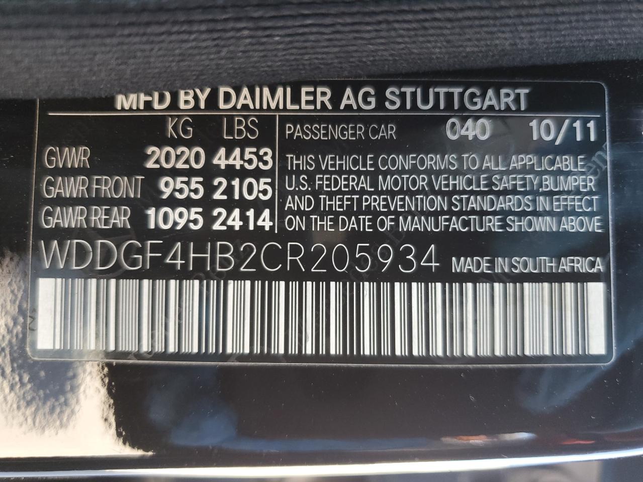 WDDGF4HB2CR205934 2012 Mercedes-Benz C 250