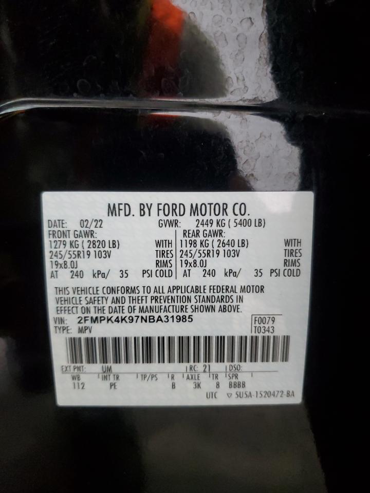 2FMPK4K97NBA31985 2022 Ford Edge Titanium