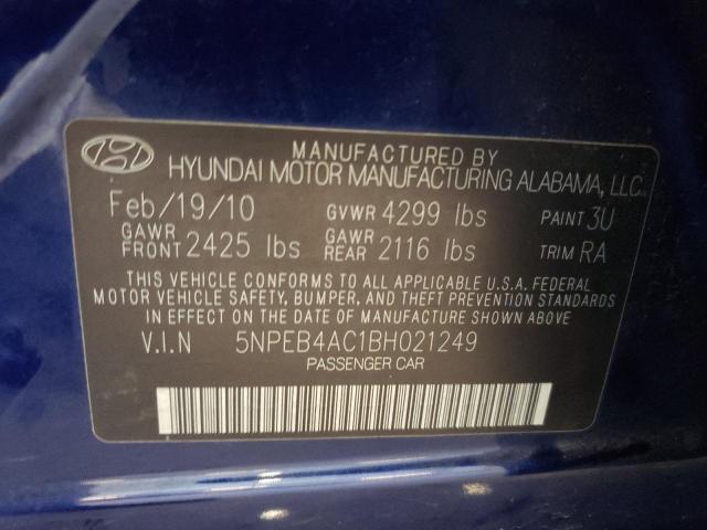 2011 Hyundai Sonata Gls VIN: 5NPEB4AC1BH021249 Lot: 61909834