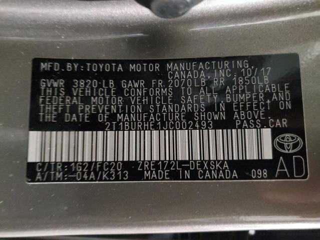2018 TOYOTA COROLLA L - 2T1BURHE1JC002493