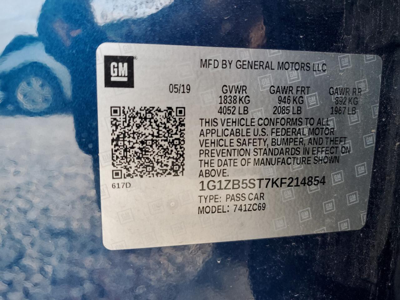 1G1ZB5ST7KF214854 2019 Chevrolet Malibu Ls