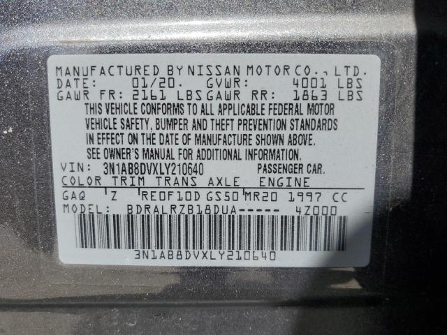 2020 Nissan Sentra Sr VIN: 3N1AB8DVXLY210640 Lot: 60706154