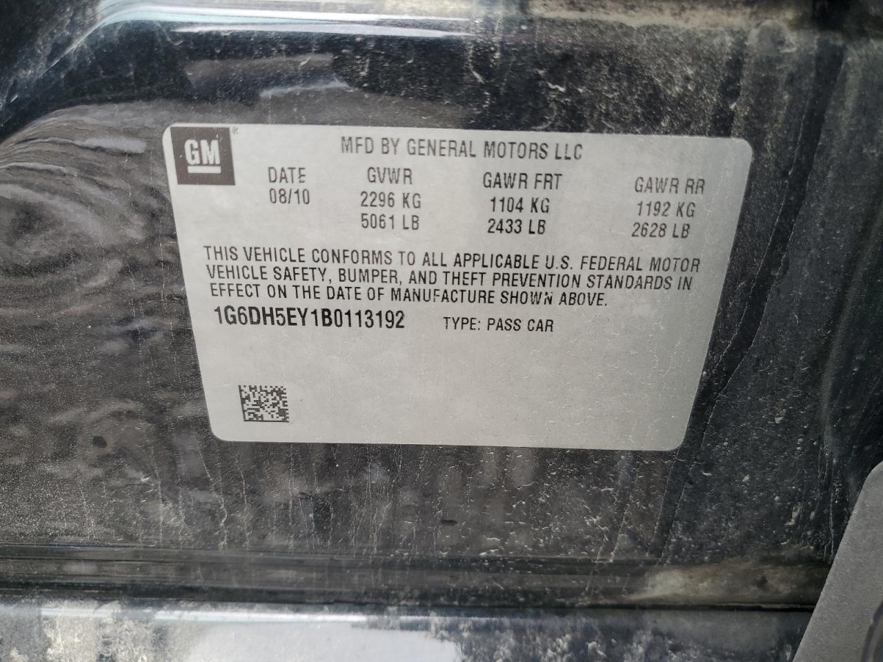 1G6DH5EY1B0113192 2011 Cadillac Cts Luxury Collection