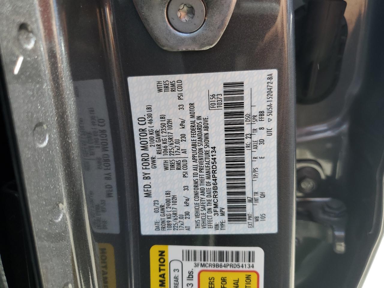 3FMCR9B64PRD54134 2023 Ford Bronco Sport Big Bend