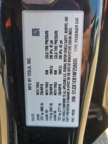 2022 TESLA MODEL 3 - 5YJ3E1EB1NF258695