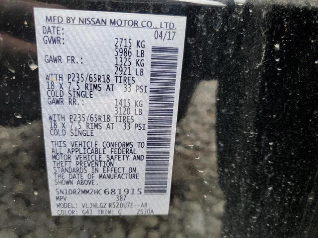 2017 Nissan Pathfinder S VIN: 5N1DR2MM2HC681915 Lot: 62055374