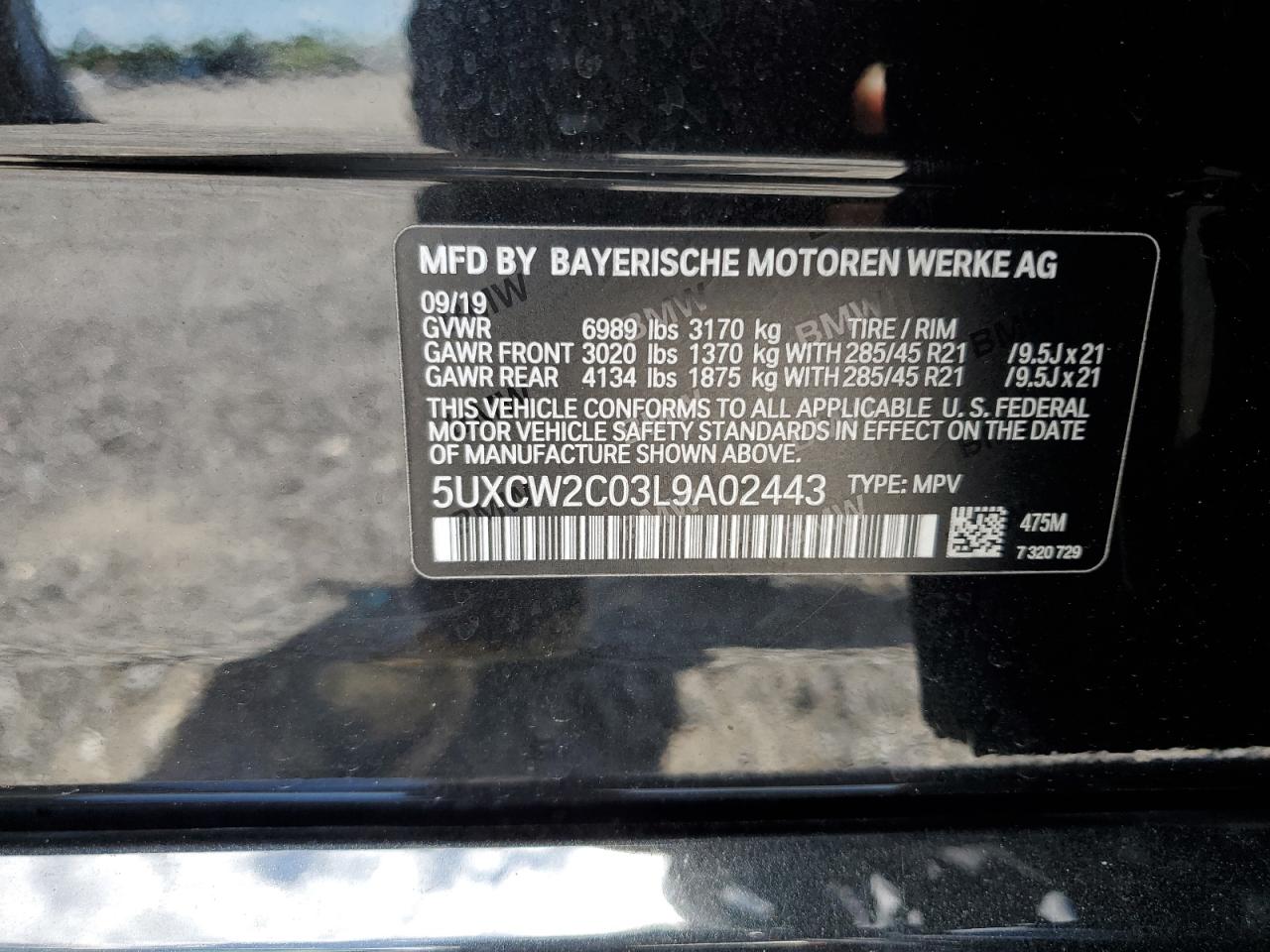 5UXCW2C03L9A02443 2020 BMW X7 xDrive40I