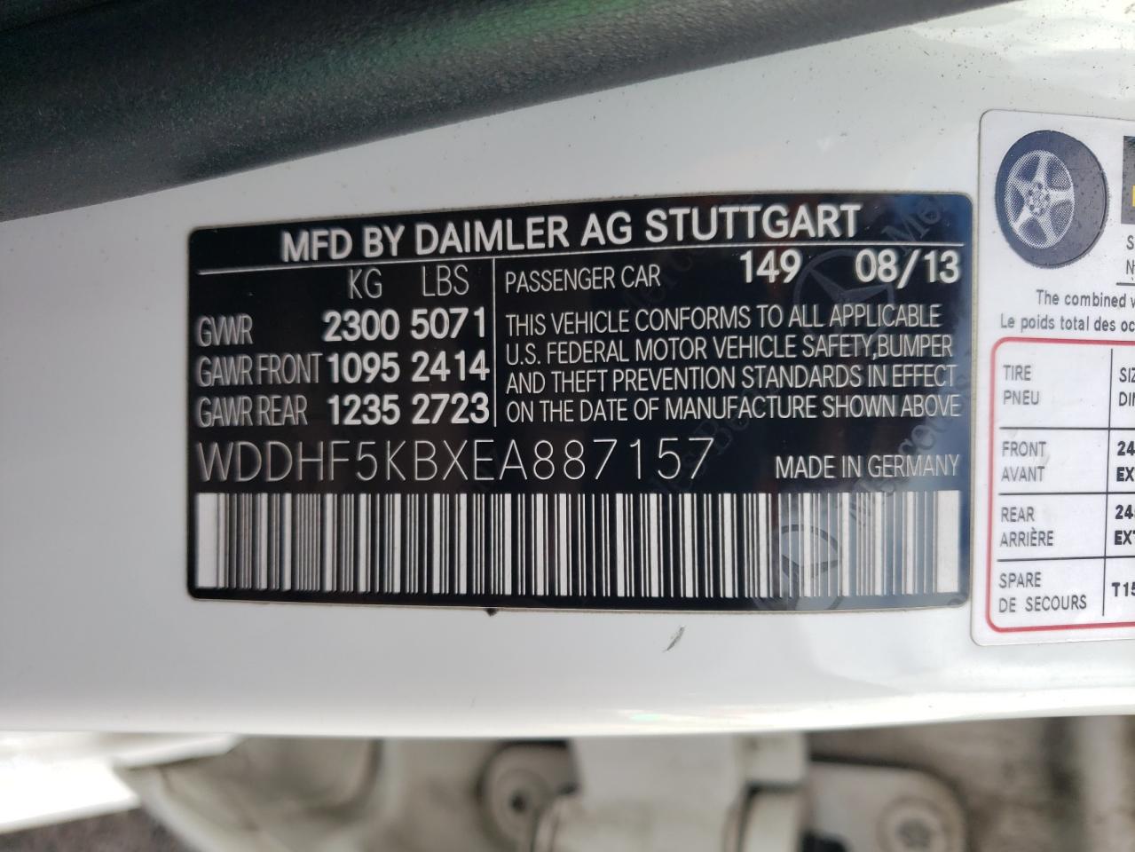 WDDHF5KBXEA887157 2014 Mercedes-Benz E 350