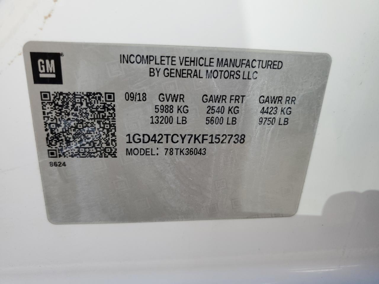 1GD42TCY7KF152738 2019 GMC Sierra K3500