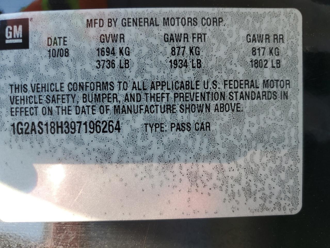 1G2AS18H397196264 2009 Pontiac G5