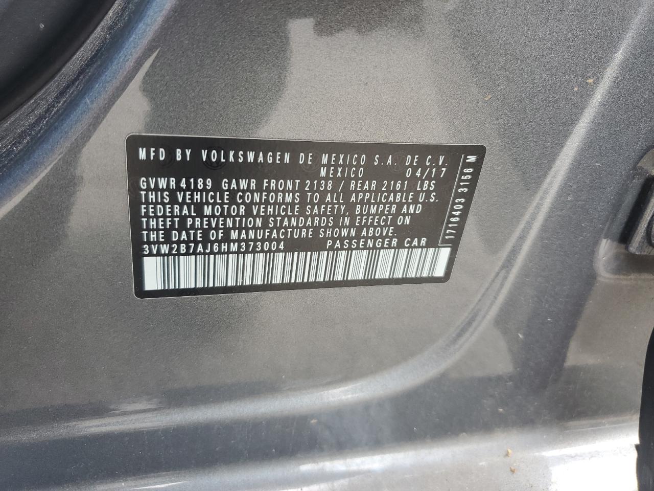 3VW2B7AJ6HM373004 2017 Volkswagen Jetta S