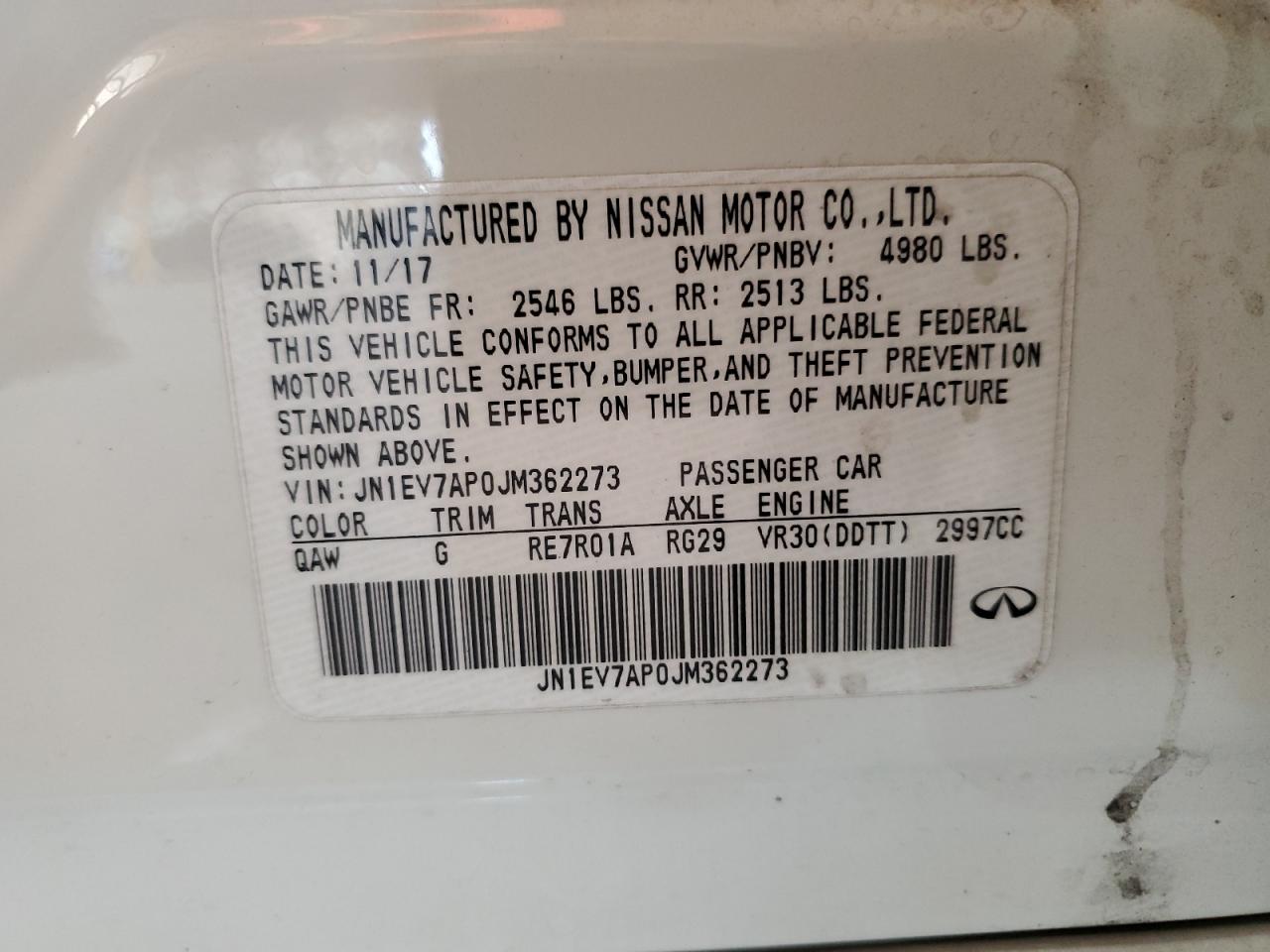 JN1EV7AP0JM362273 2018 Infiniti Q50 Luxe