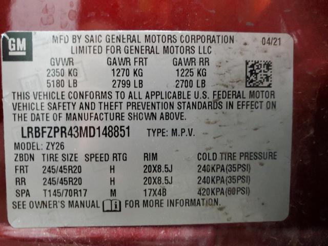 VIN LRBFZPR43MD148851 2021 Buick Envision, Essence no.13