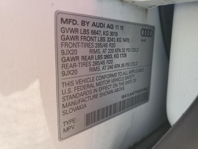 2019 Audi Q7 Premium Plus VIN: WA1LAAF7XKD018547 Lot: 62600104