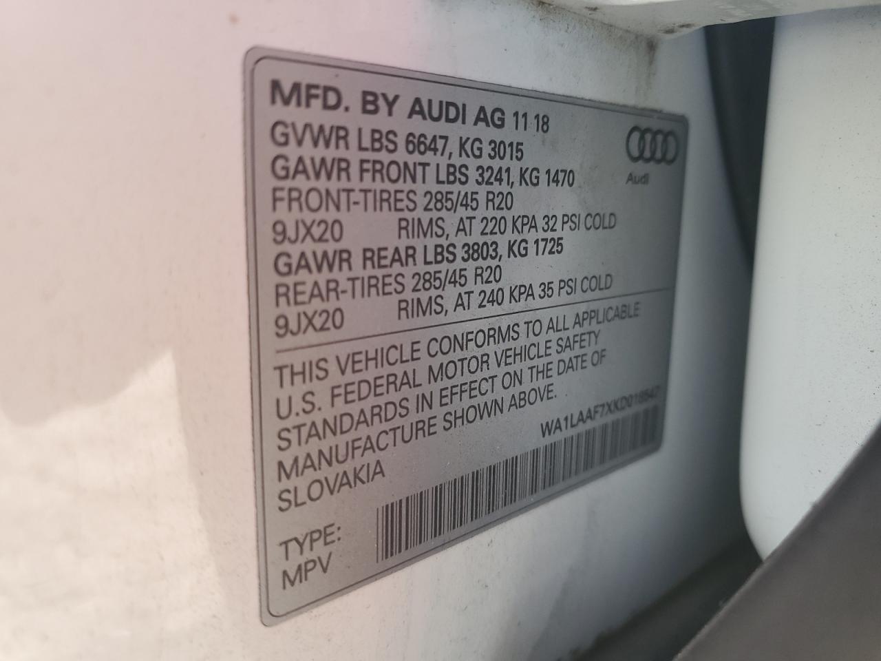 WA1LAAF7XKD018547 2019 Audi Q7 Premium Plus