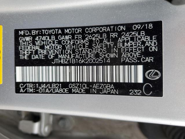 2019 LEXUS ES 350 - JTHBZ1B16K2002514