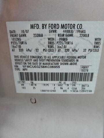 2008 Ford Escape Xlt VIN: 1FMCU03Z58KC06955 Lot: 61659324