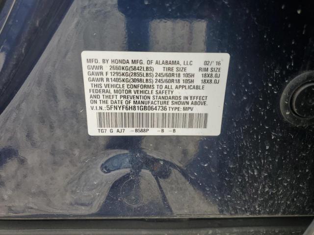 2016 HONDA PILOT EX-L - 5FNYF6H81GB064736