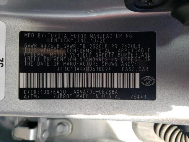 VIN 4T1G11AKXMU518824 2021 Toyota Camry, SE no.13