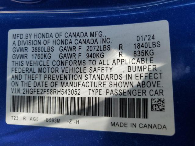 2024 HONDA CIVIC SPOR - 2HGFE2F58RH543052