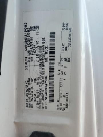 2003 Ford Econoline E250 Van VIN: 1FTNE24203HA75804 Lot: 62093024