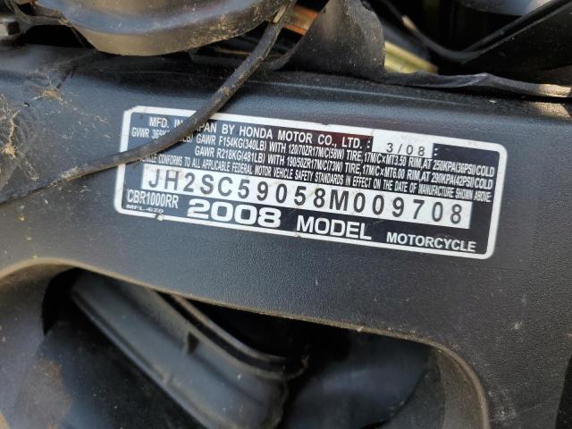 2008 HONDA CBR1000 JH2SC59058M009708
