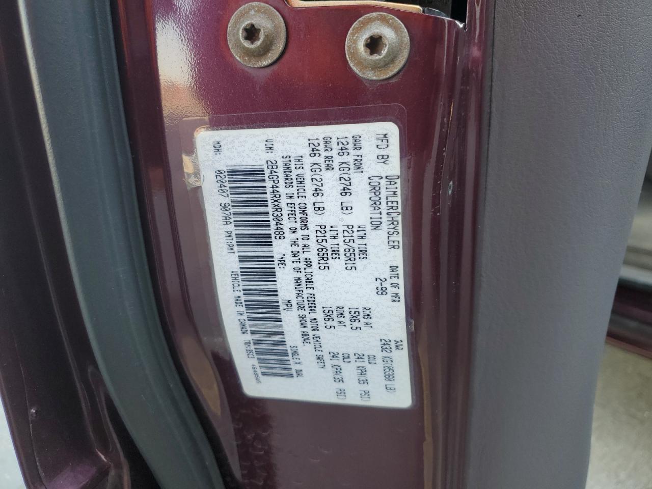 2B4GP44RXXR304489 1999 Dodge Grand Caravan Se