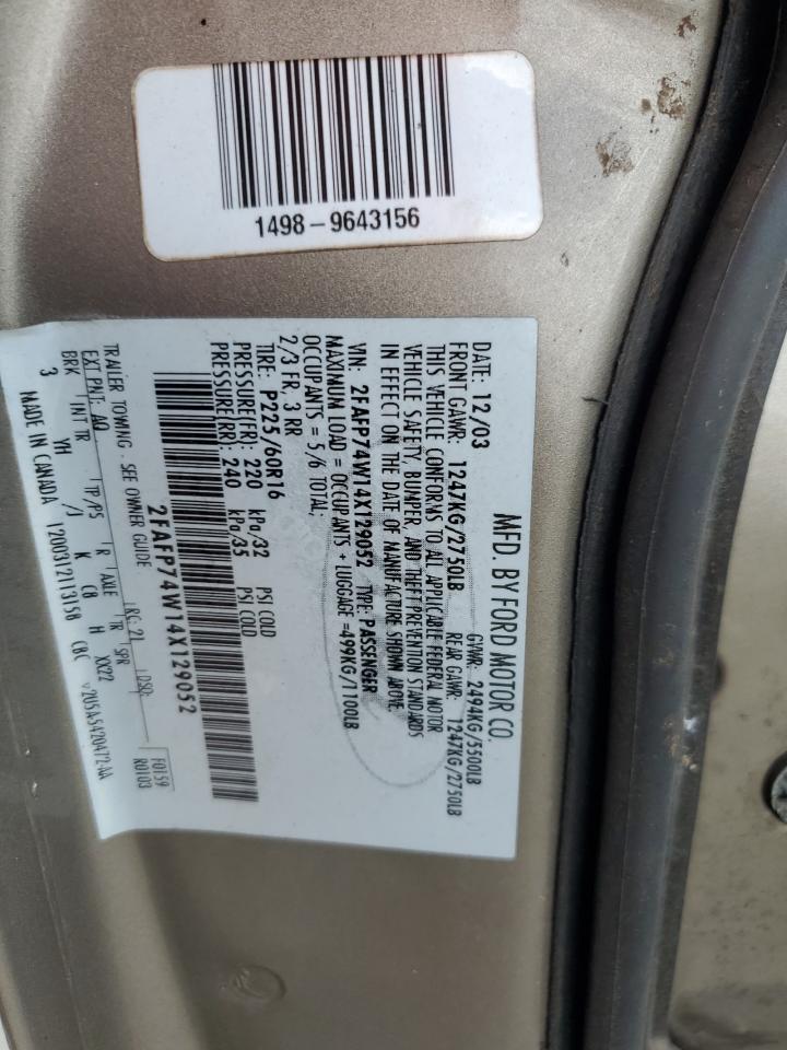 2FAFP74W14X129052 2004 Ford Crown Victoria Lx